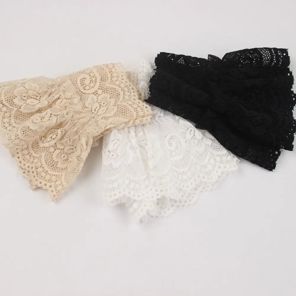 1 paio Primavera Autunno Copri braccio Maglione Guanti decorativi Polsini con maniche staccabili Ruffles Manica al gomito Polsini in pizzo Manica finta