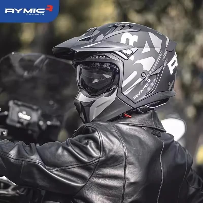 New Rymic Street Fighter Motorcycle Helmet ECE DOT Certification Detachable Combination Retro Racing Off-road Helmet Cascos Moto