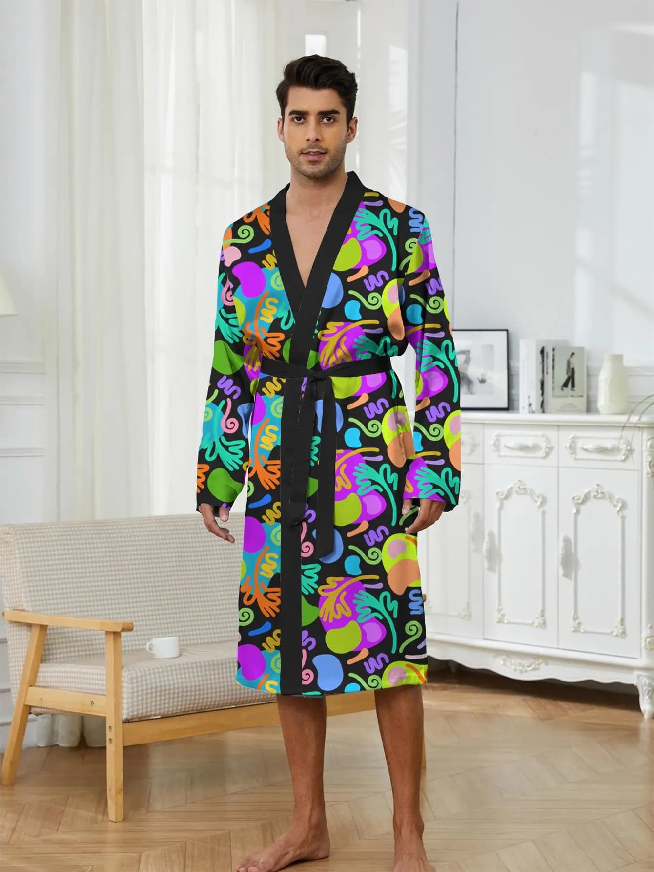 1pcs Men's Robes 2026 Spring/Summer sleepwear Graphic Bathrobe Breathable Sleepwear 3D Printed Robe man Robes