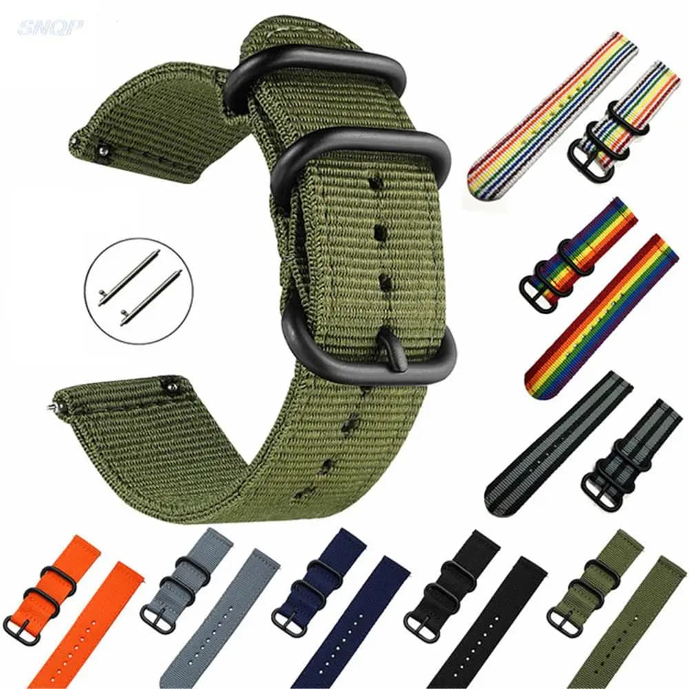 20mm 22mm 24mm Nylon Woven Ring Buckle Watchband for Samsung Galaxy Watch 42mm 46mm Fabric Bracelet Band Active 2 40mm 44mm