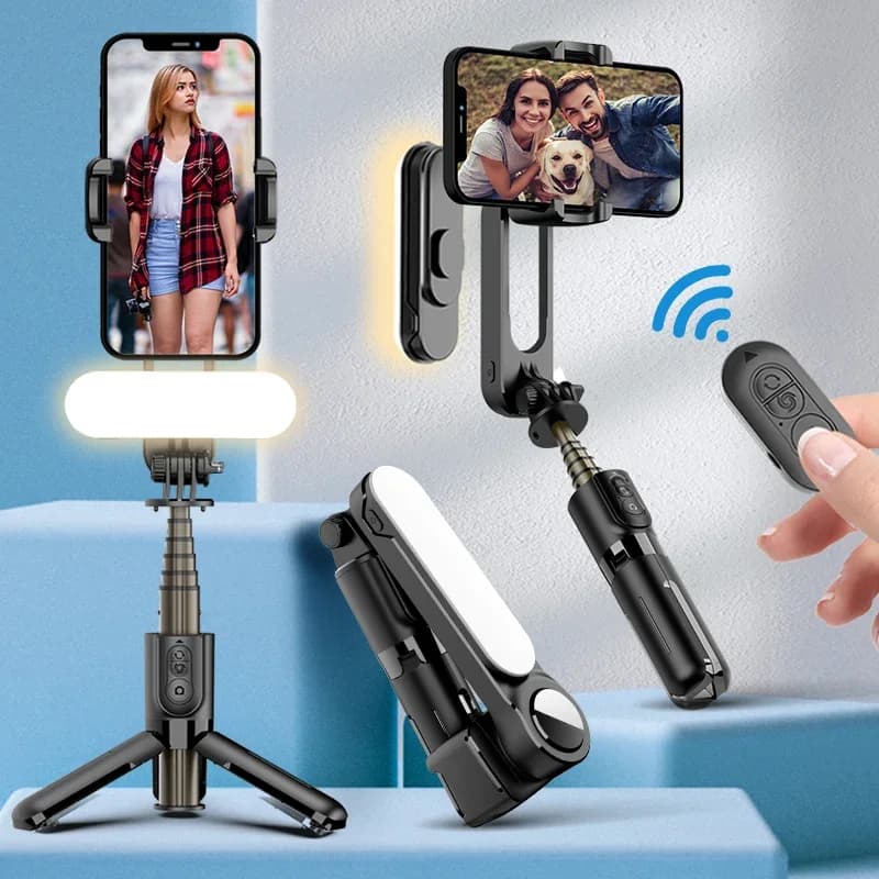 Gimbal Selfie Stick Stabilizer Tripod With Wireless Bluetooth Filling Light for Samsung Xiaomi IPhone Mobile Smartphone