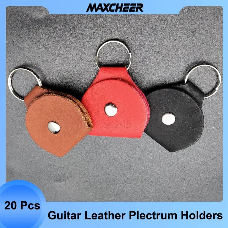 20 Pezzi Custodia Porta Plettri per Chitarra in Similpelle Nera, Stile Portachiavi, Porta Plettri