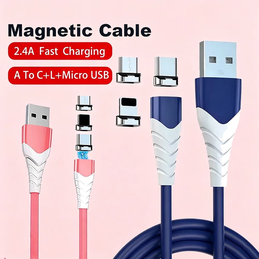 Cavo Dati Magnetico 2-in-1 per Apple Samsung Xiaomi, Ricarica Rapida USB a Type-C, Cavo Caricatore per Telefono