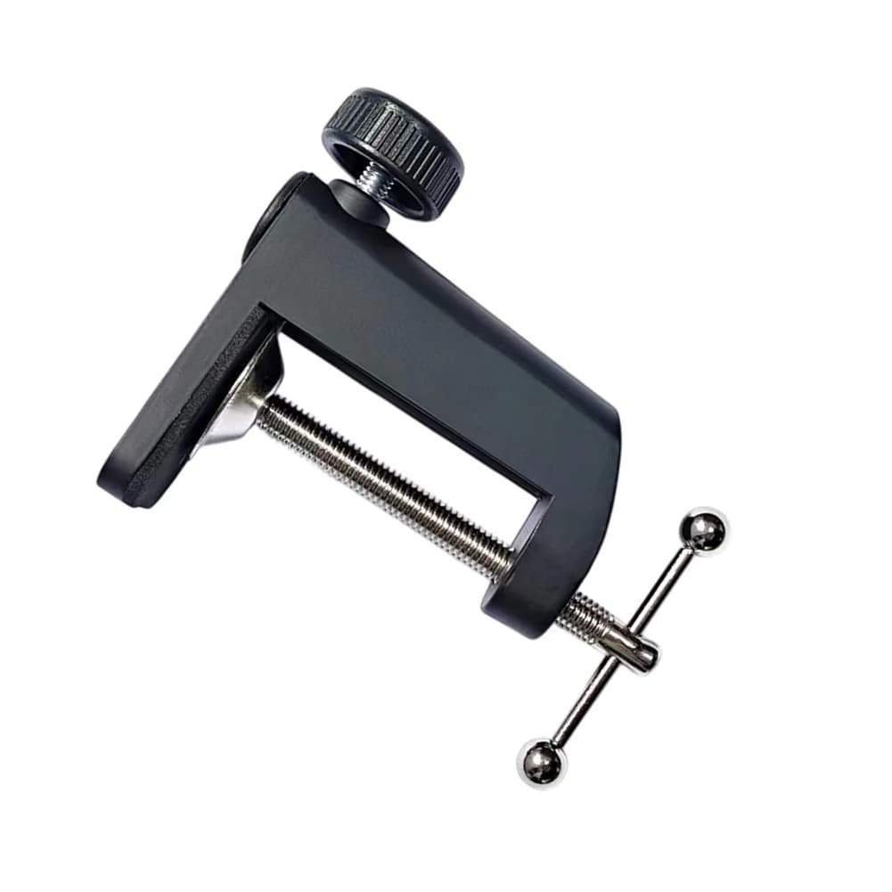 C-clamp Holder for Desk Lamp Mounting Base Black Aluminum Alloy Construction with Ergonomic Handle and 2kg Limit