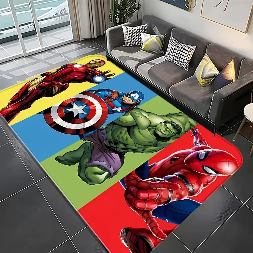 1 Marvel Character Print Mat, Cartoon Anime Large Area Mat Suitable for Living Room, Bedroom, Outdoor Balcony, Entrance Mat, F
