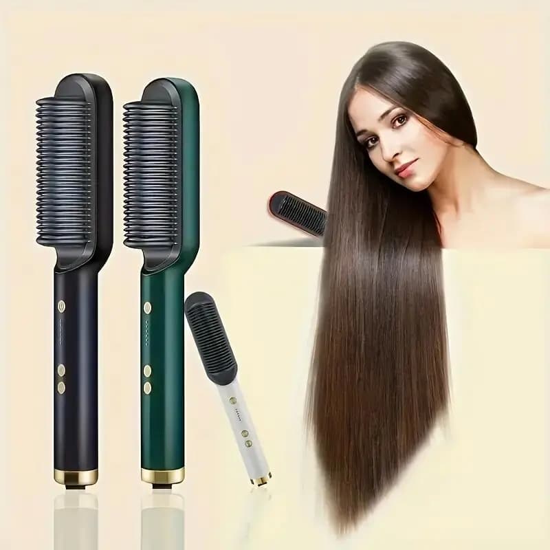 1 pezzo di pettine per capelli lisci, strumento elettrico per arricciare i capelli lisci 2 in 1, piastra per capelli lisci multifunzionale