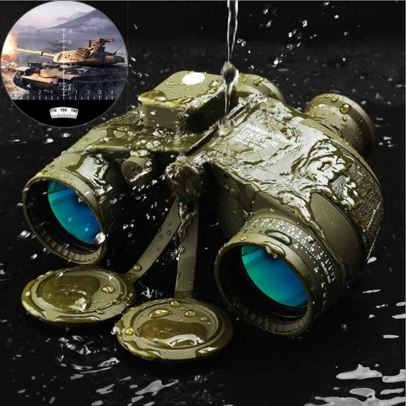 Binocolo Marino 10X50 con Telemetro e Bussola, Impermeabile IPX7, per Adulti, con Prisma BAK4 e Lenti FMC per Birdwatching