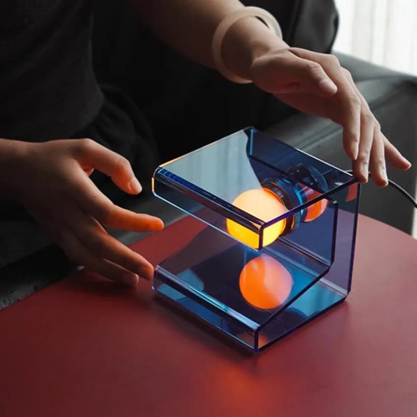 Modern Acrylic Cube Table Lamp Minimalist LED Bedside Mood Light for Bedroom Living Room Home Decor Ambient Night Light