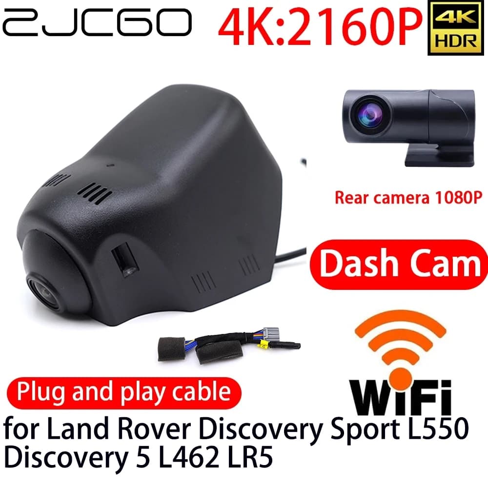 ZJCGO 4K Car DVR Camera with Wifi, Double Front and Back Camera, 24h Monitor for Jaguar XE X760 XF X260 F-Pace F Pace X761 XJ X351 Facelift