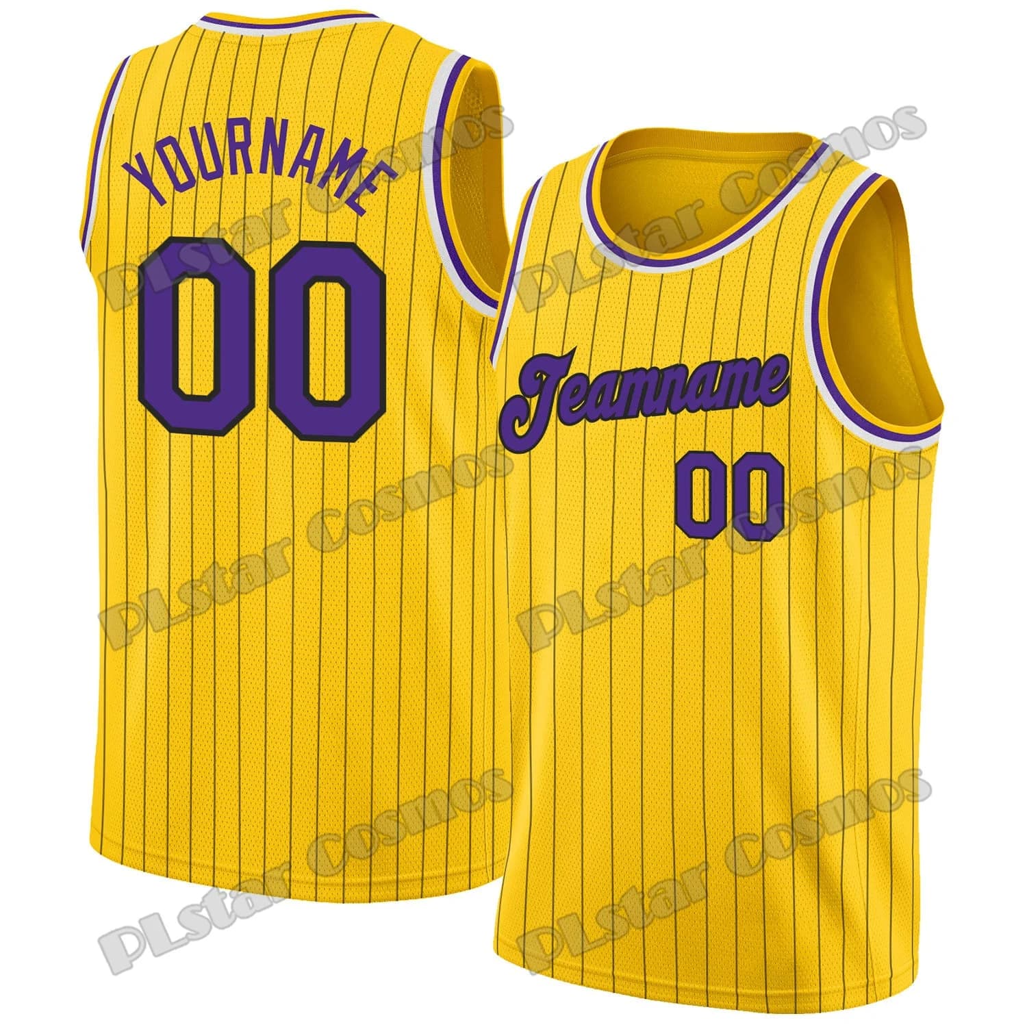 Nome personalizzato Gessato bianco oro Viola 3D stampato Gilet da basket da uomo di moda Maglia da basket sportiva estiva unisex DU05