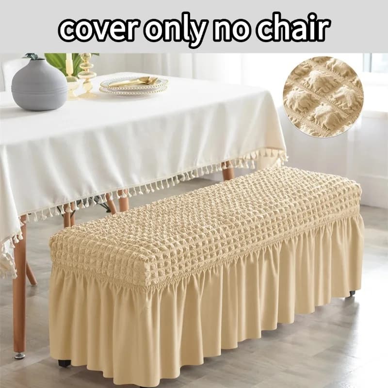 Coprisedia Classico in Seersucker, Antiscivolo, per Pouf, Morbido Rivestimento per Sedia da Pianoforte con Gonna, Protezione per Seduta da Camera da Letto