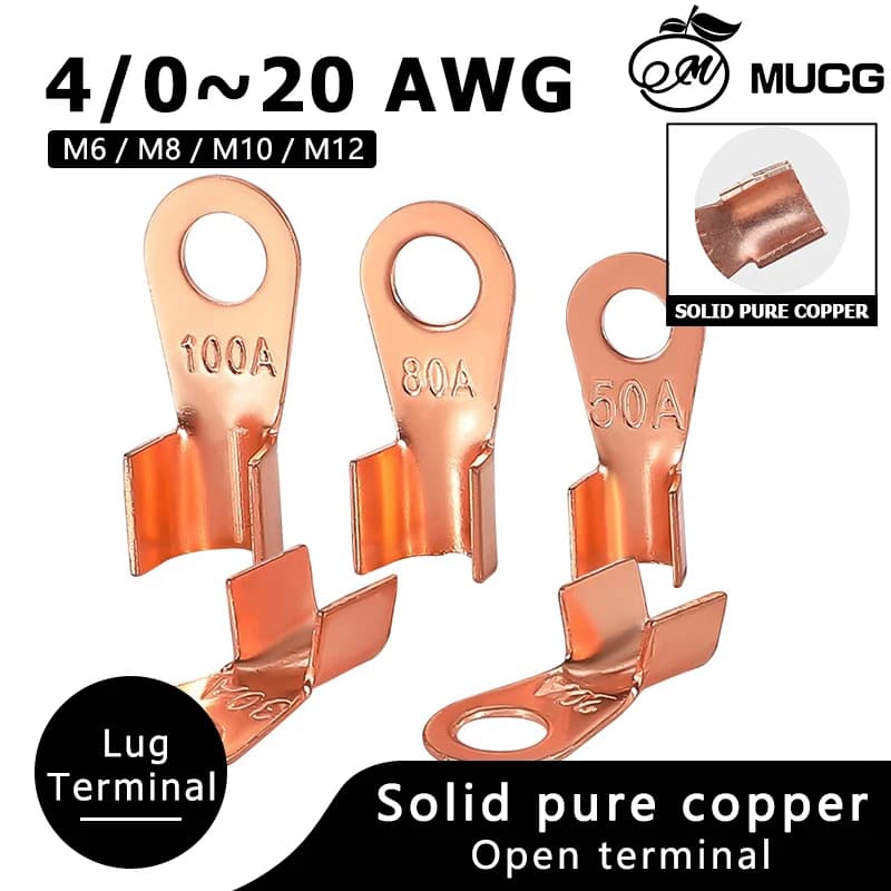 OT solid copper crimp terminal, open terminal, ring terminal, circular ring connector with hole M6 M8 M10 M12
