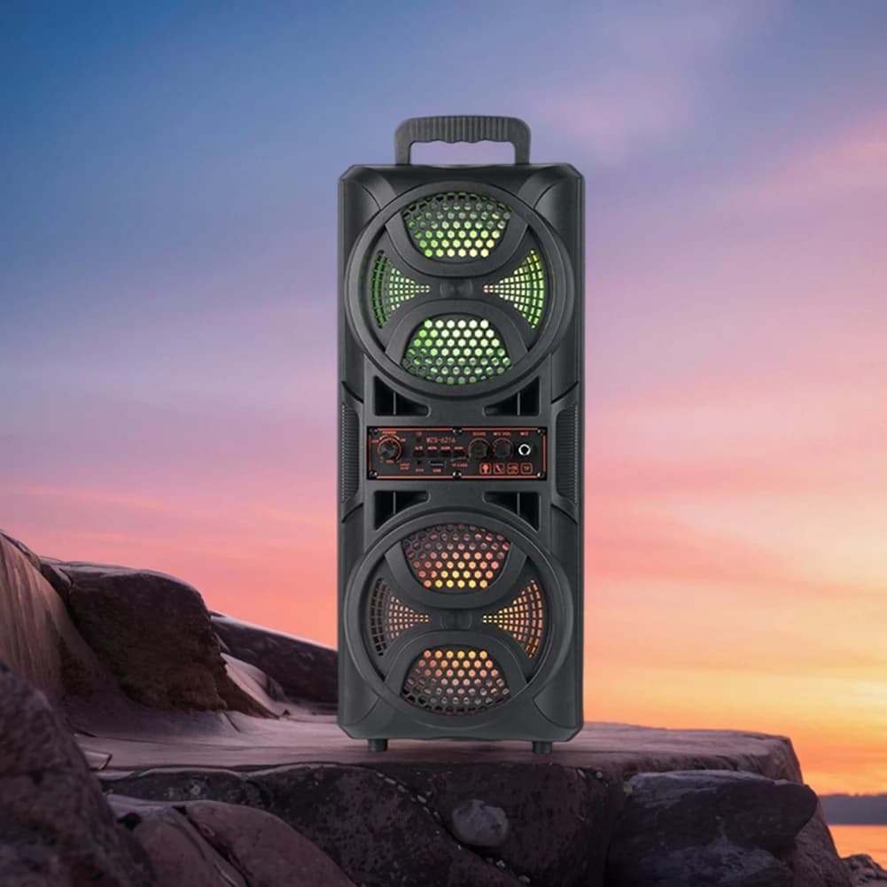Altoparlante Compatibile Bluetooth, Speaker Stereo Wireless con Doppio Subwoofer, Bassi Profondi, Luci e Audio Potente per Casa, Feste e Viaggi