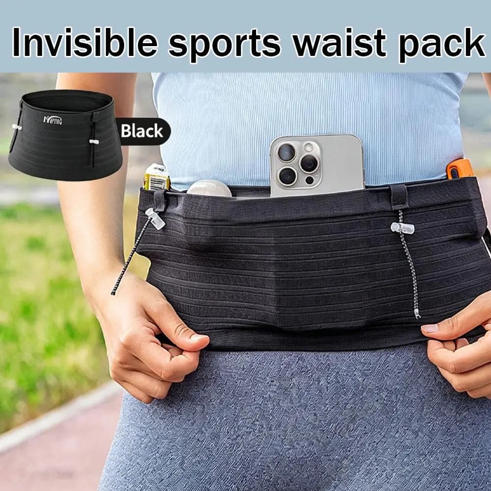 Marsupio elastico da corsa invisibile, marsupio sportivo multifunzione in tessuto per porta numero da gara, ideale per maratona e ciclismo