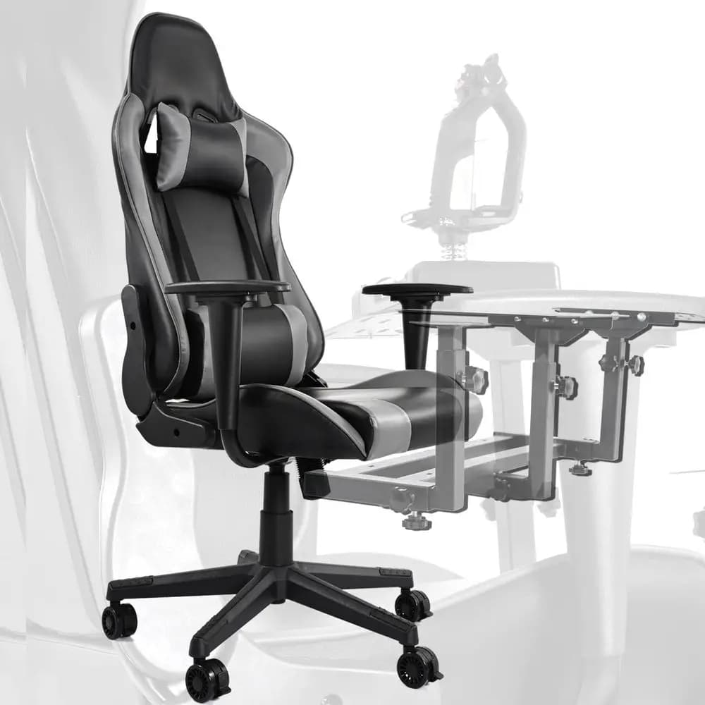 Sedia da Gaming Reclinabile con Schienale Alto, Supporto Lombare, Rotelle e Illuminazione Rotante