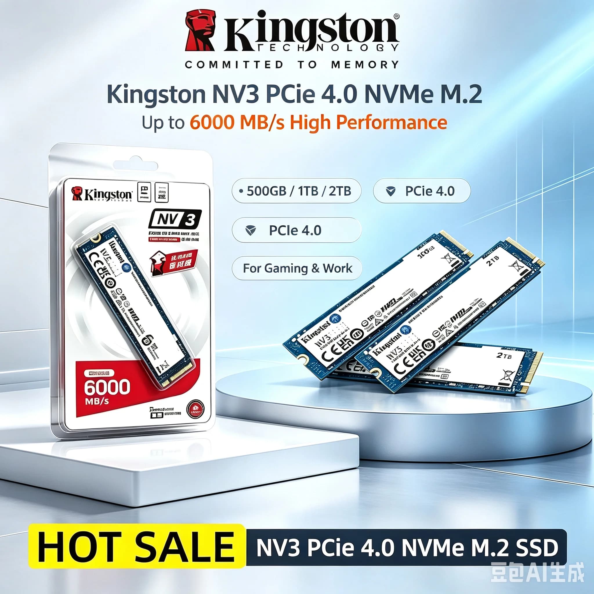 Kingston NV3 SSD 500GB 1TB 2TB NVMe PCIe Gen 4.0x4 Solid State Drive M.2 2280 Internal SSD nvme m2 for Desktop Laptop