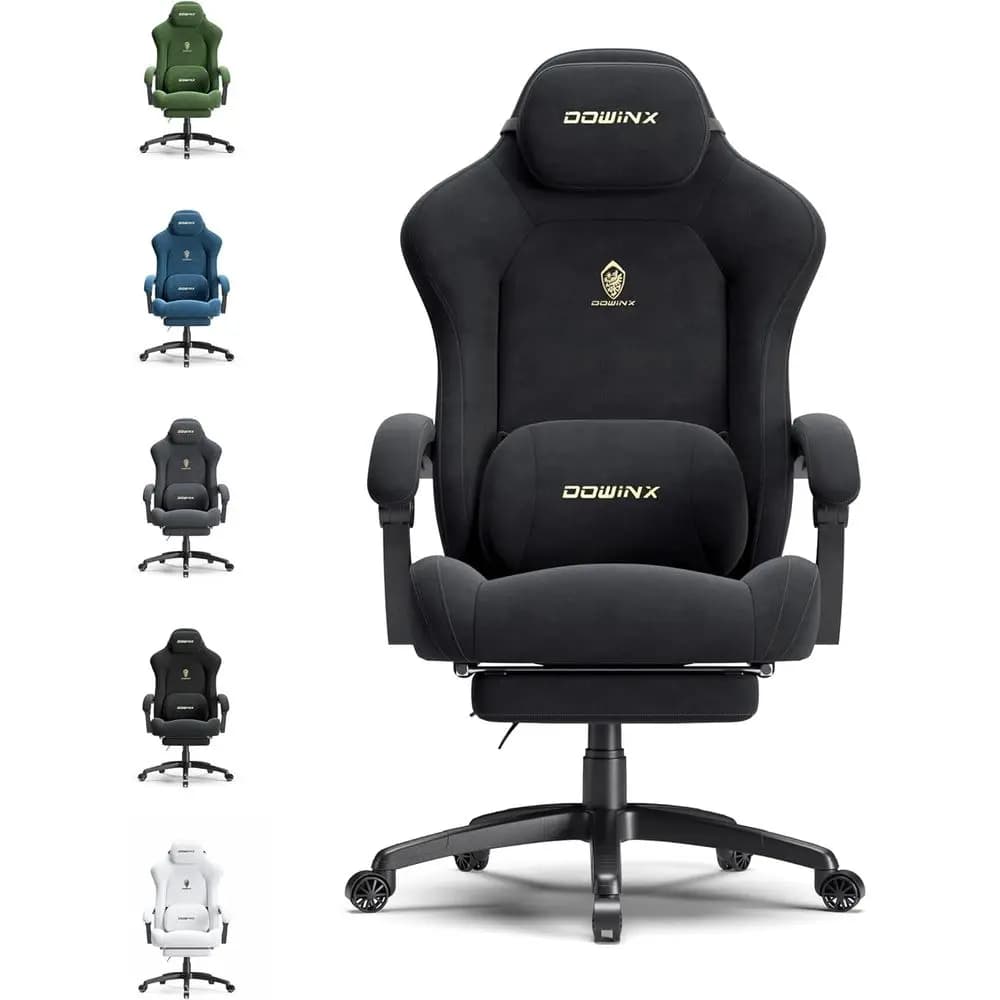 ig and Tall Gaming Chair, Suede aric Game Chair with ket Spring Cushion, High ack Gamer Chair Ergonomic with ootrest or Adults O