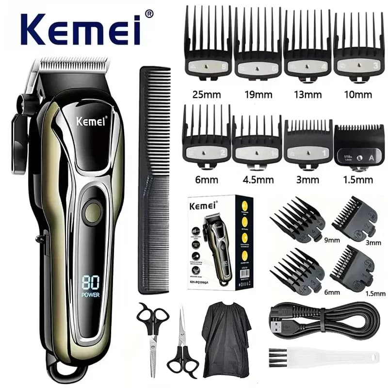 Kemei PG1990A Haircut Rechargeable with Pettini Limitatori, Trimmer Professional Wireless for Men, Hair Cutting Machine from Barbiere