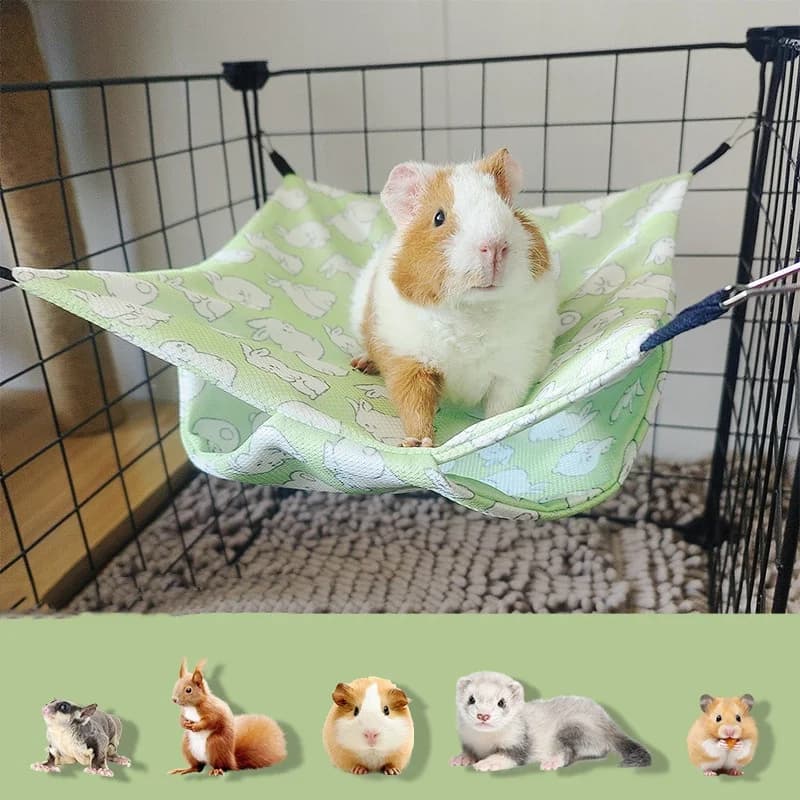 A summer sleeping bag for pets, double hammock for cooling, squirrel posser with hamster honey in frozen silk for the rest of the hot season