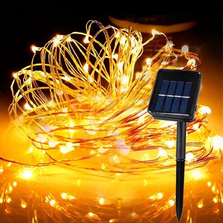 Luci a stringa LED solari impermeabili da 4m-32m con filo di rame, per Natale, feste, ghirlande, lampade a energia solare per esterni, giardino, matrimoni