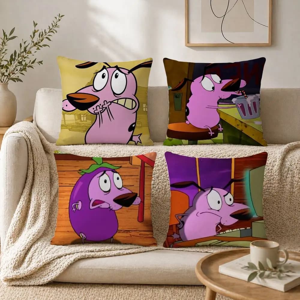 Cuscino decorativo a forma di cane dei cartoni animati C-Courages The C-Cowardlys per divano, soggiorno, ufficio, casa, copertura protettiva