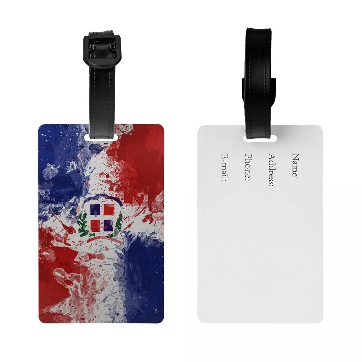 Etichette per Bagagli con Bandiera della Repubblica Dominicana, Accessori per Valigie, Targhette per Bagagli da Viaggio, Porta Etichette con Nome e Indirizzo
