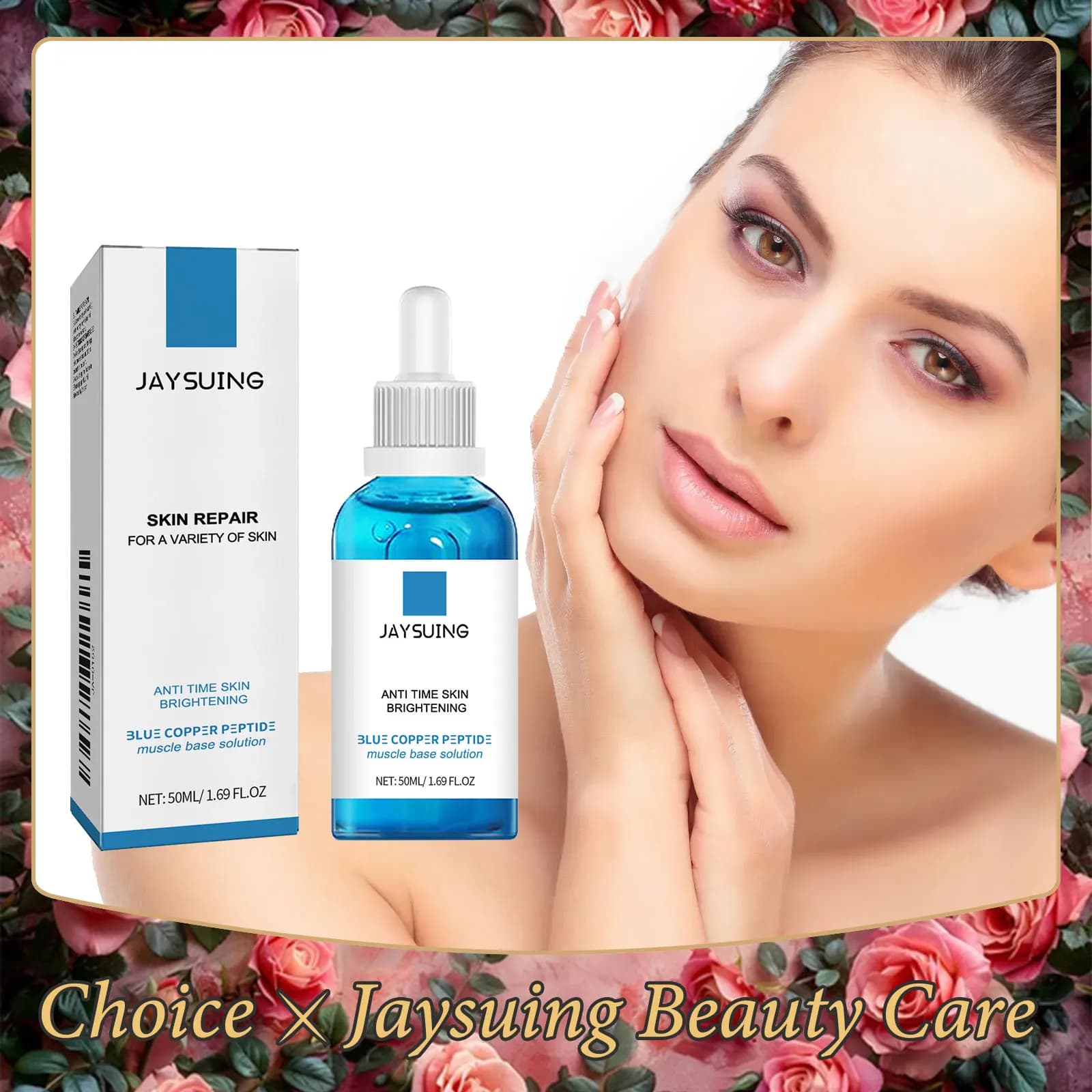 Moisturizing Serum for Face Peptide Solution of Blue Copper Deep Nutrition Water Block Reducing Pores Lighting Skin Rejuvenation Essence for Face