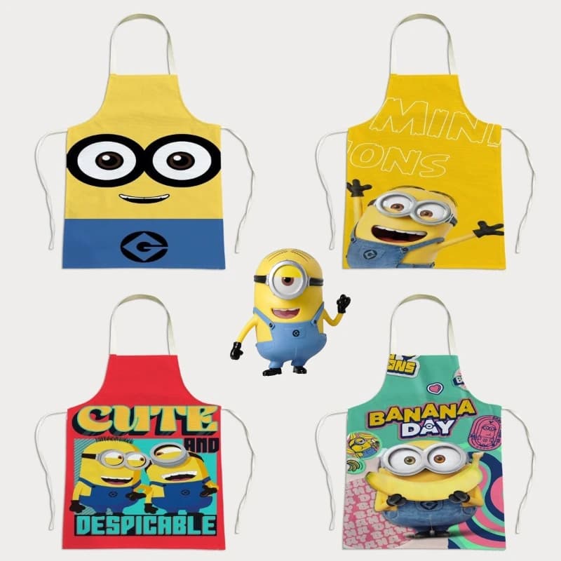 Grembiule simpatico e resistente alle macchie per la casa, a tema Minions, per coppie e genitori-figli, ideale per la pulizia e il lavoro, vendita all'ingrosso.