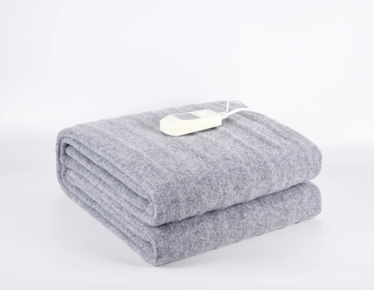 Portable Installation Washable 435G Polyester Grey Double Size Electric Heated Blanket for Bedroom and Living Room As Seen on TV
