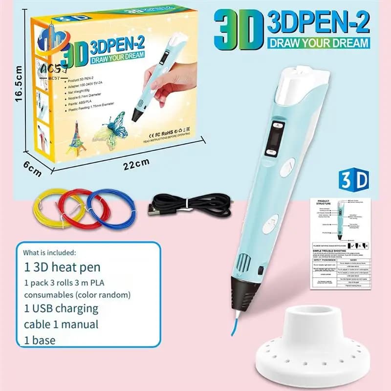 AC57-3D Print Pen DIY Painting Children Fun Camouflage with LCD Screen Compatible with filament PLA 3D Printing Pen