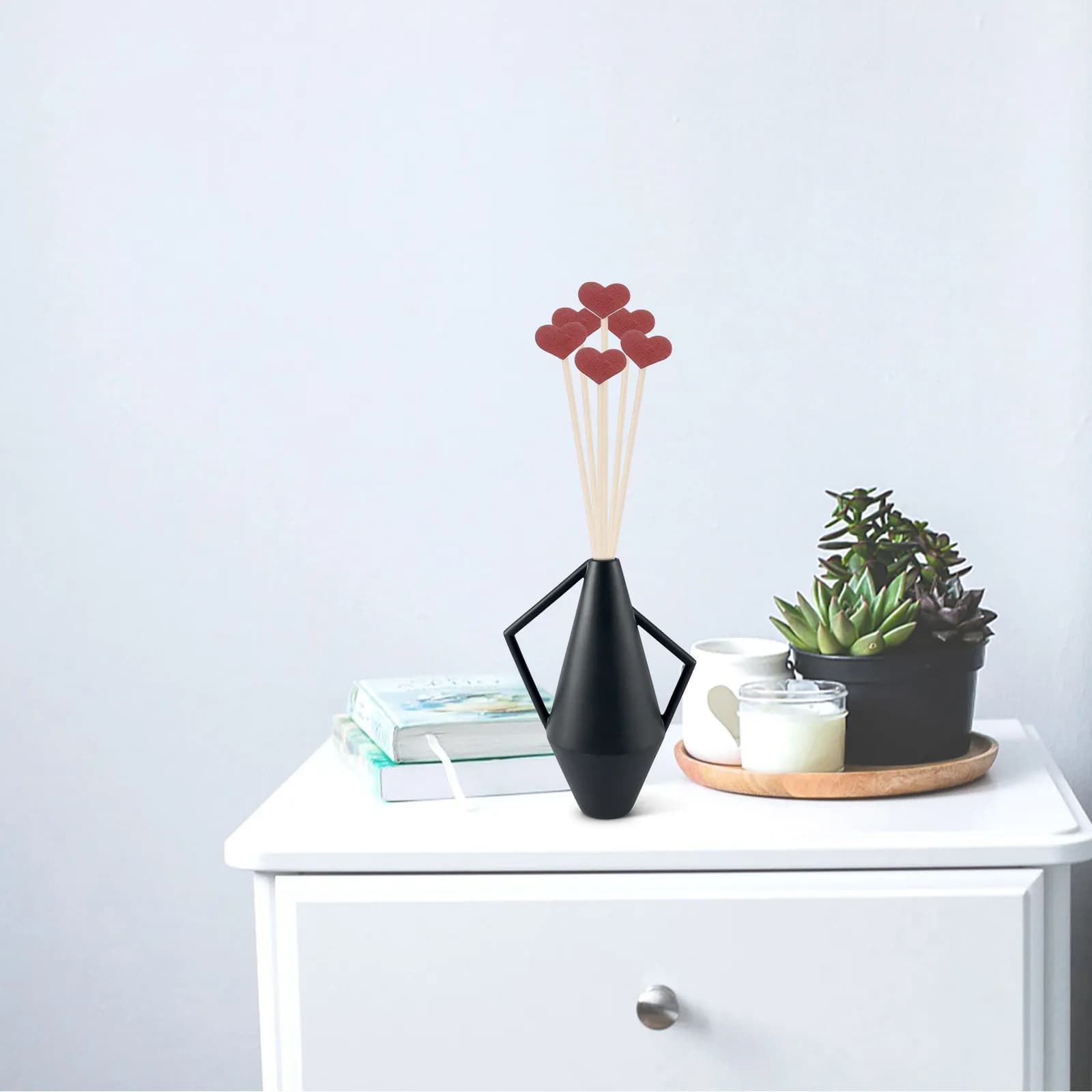 12Pcs Aroma Diffuser Sticks Heart Shaped Rattan Decorative Aromatherapy Supplies for Home Office Bedroom Kitchen Wedding