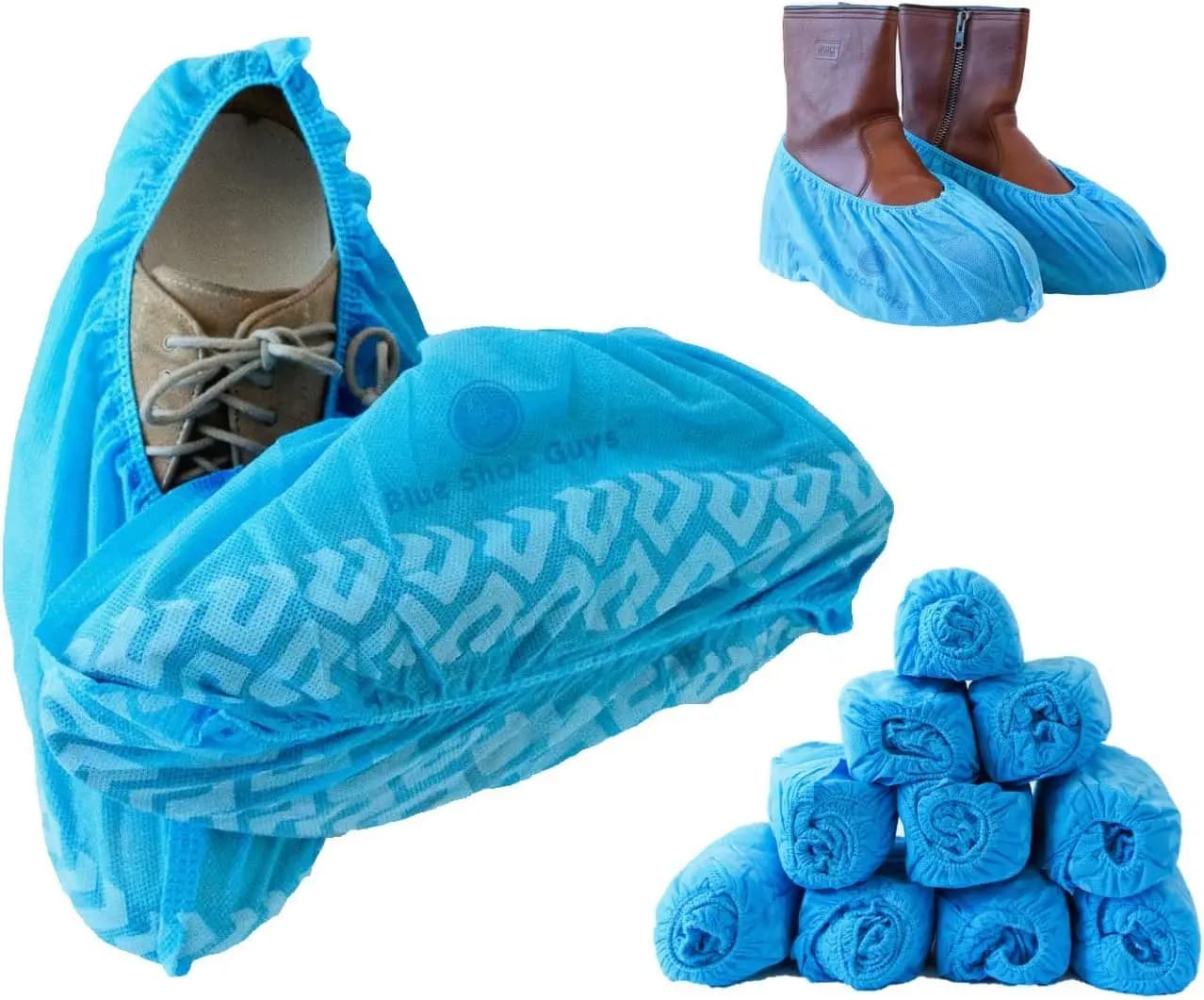Copriscarpe Monouso, Confezione da 100, Antiscivolo, Resistenti all'Acqua, Riciclabili, Taglia Grande