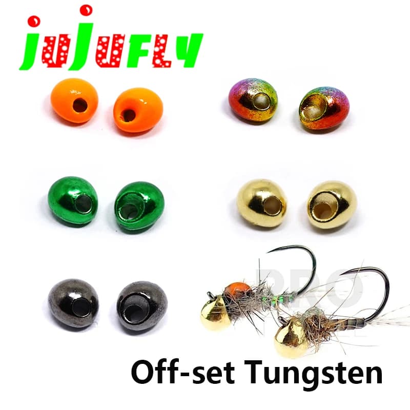 Jujufly premium 15 perline perline di tungsteno offset ponderate 2.3mm 2.8mm 3.3mm 3.8mm nuovo richiamo di pesca alla trota jig off fly legare perline