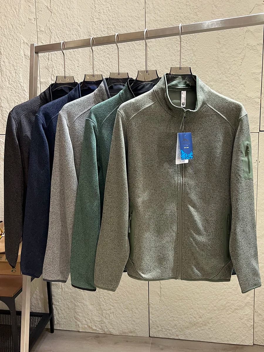 Outdoor Professional Fleece Jacket Men's Casual Stand Collar Warm Polyester Fiber Spring Autumn Season Imported from Island C...