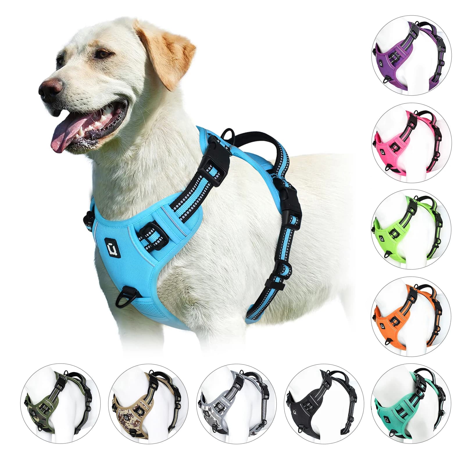 Imbracatura per cani senza trazione, gilet per animali domestici imbottito morbido regolabile con impugnatura di facile controllo