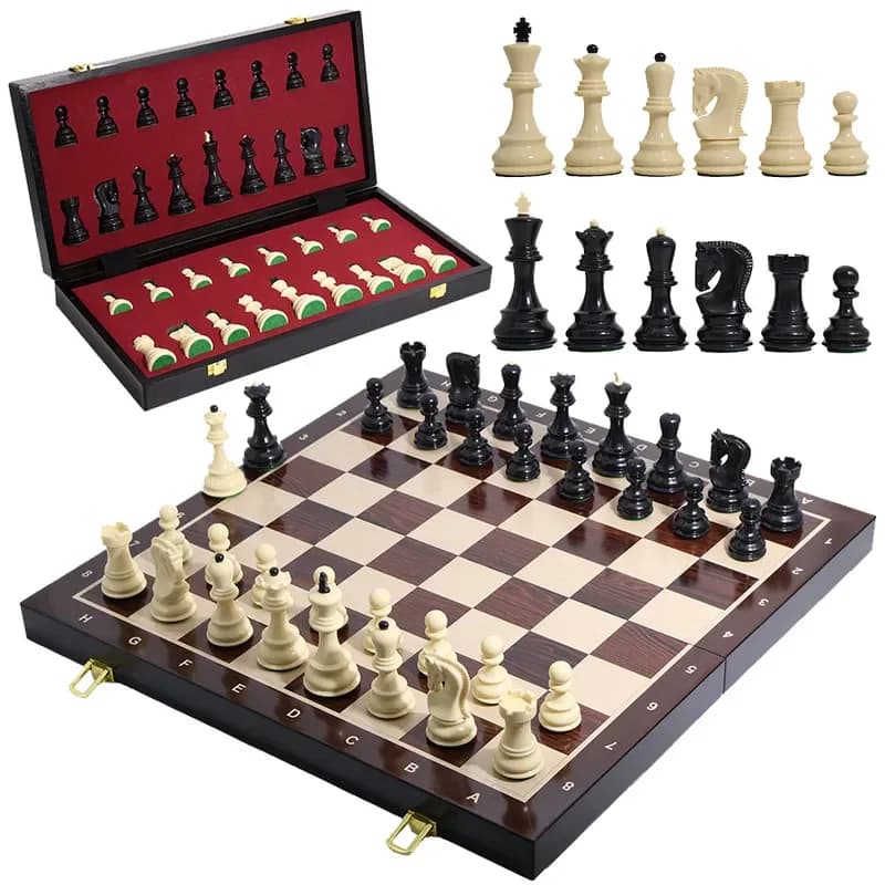 Portable Folding Chess Set with Plastic Pieces for Adults and Kids Travel Board Game Puzzle Educational Toy Wholesale Direct