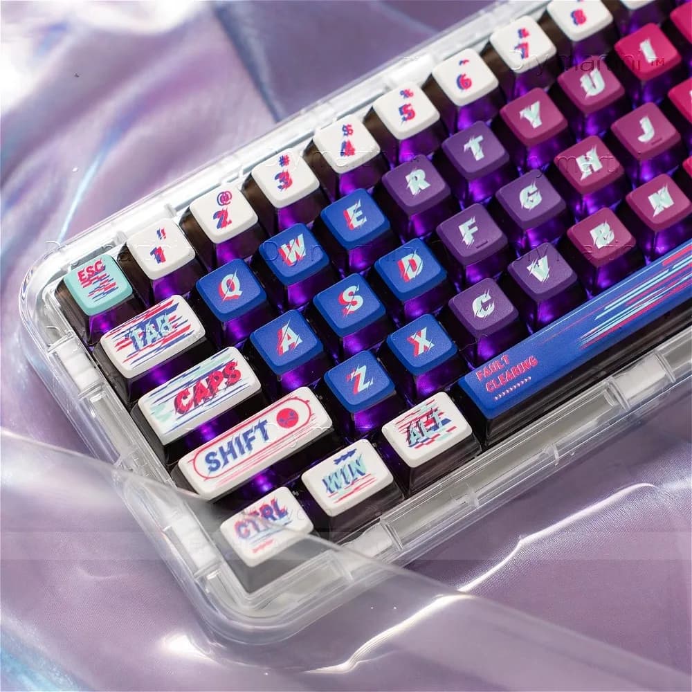 Copritasti Glitch Art PBT, sub colorante su 5 lati, retroilluminazione sferica MDA, tastiera personalizzata, layout multiplo