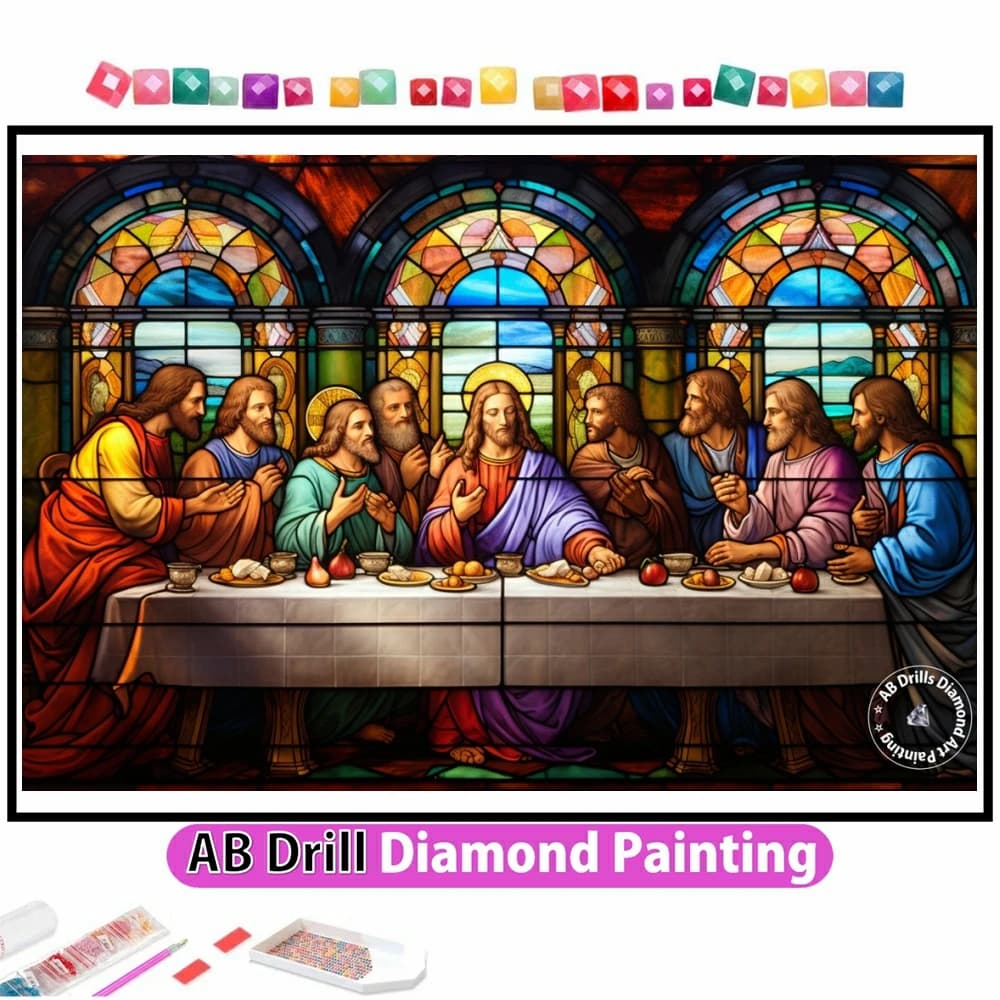 L'ultima cena in vetro colorato 5D fai da te AB pittura diamante mosaico ricamo punto croce strass artigianato decorazioni per la casa nuovo