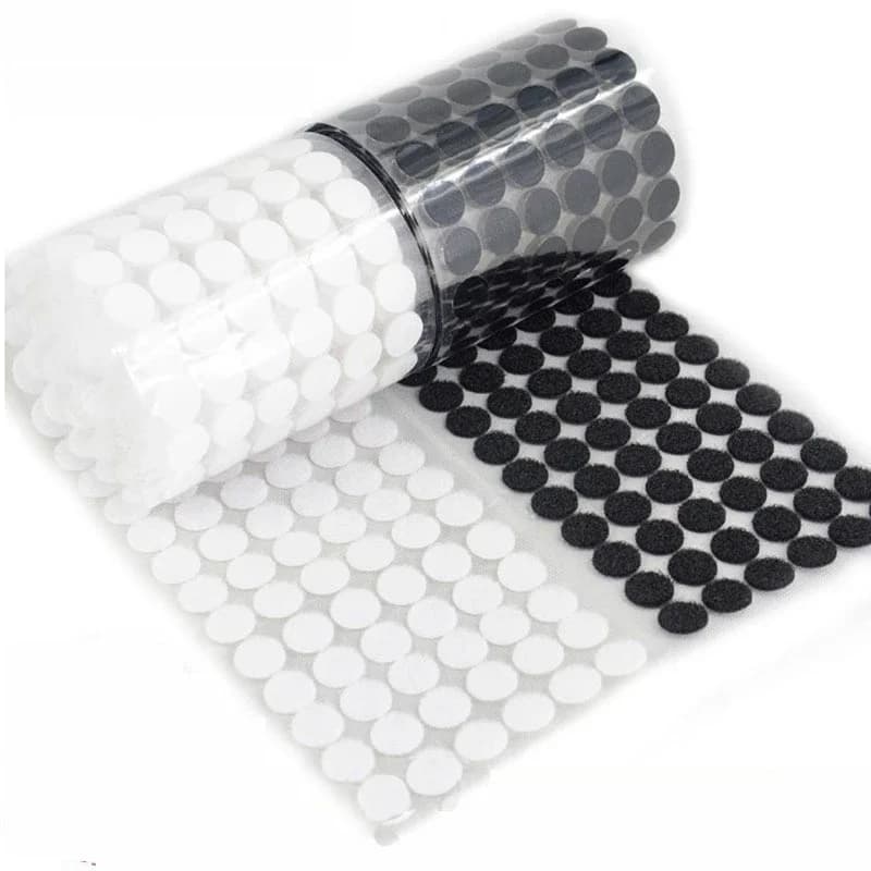 Nastro di fissaggio autoadesivo Punti 10/15/20/25/30mm Punti adesivi Nastro adesivo Bianco Nero Rotondo Gancio Anello Nastro per tette Colla forte