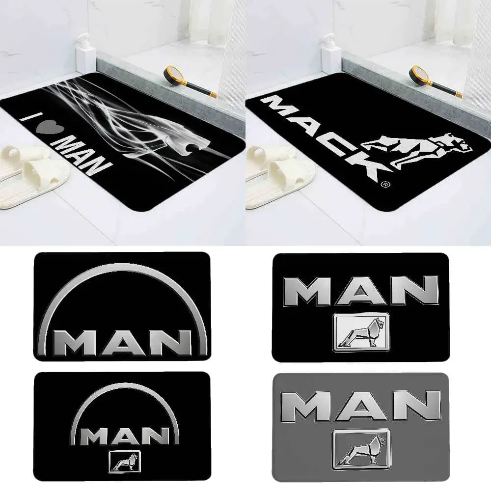 Tappetino per porta in flanella stampata con motivo M-Man-T-Truck, adatto per bagno, cucina, ingresso, tappetino per decorazione domestica