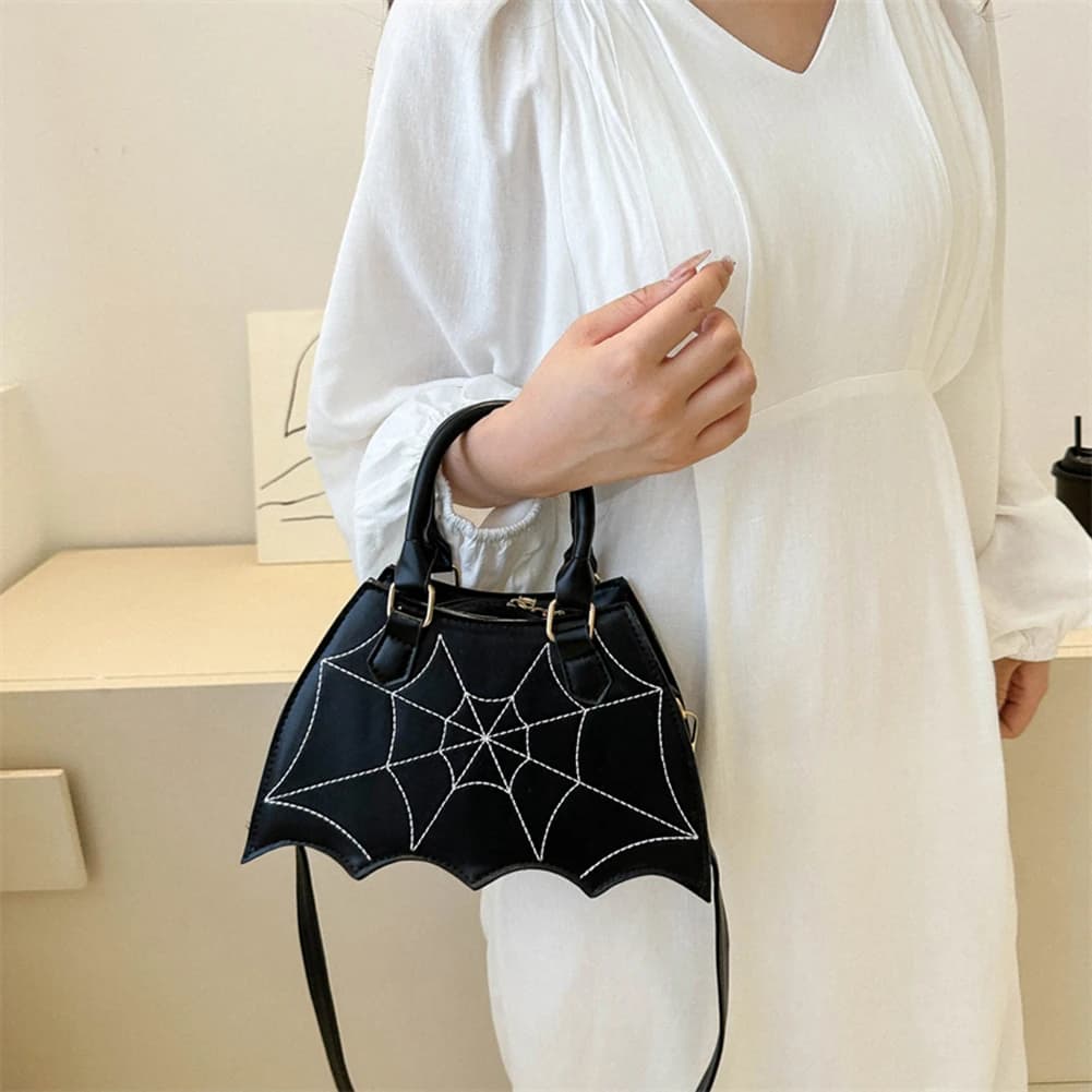 Gothic Style Shoulder Bag Women Backpack Girls Halloween Web Spider Bag PU Leather Cobweb Crossbody Bag Handbag Purse for Women