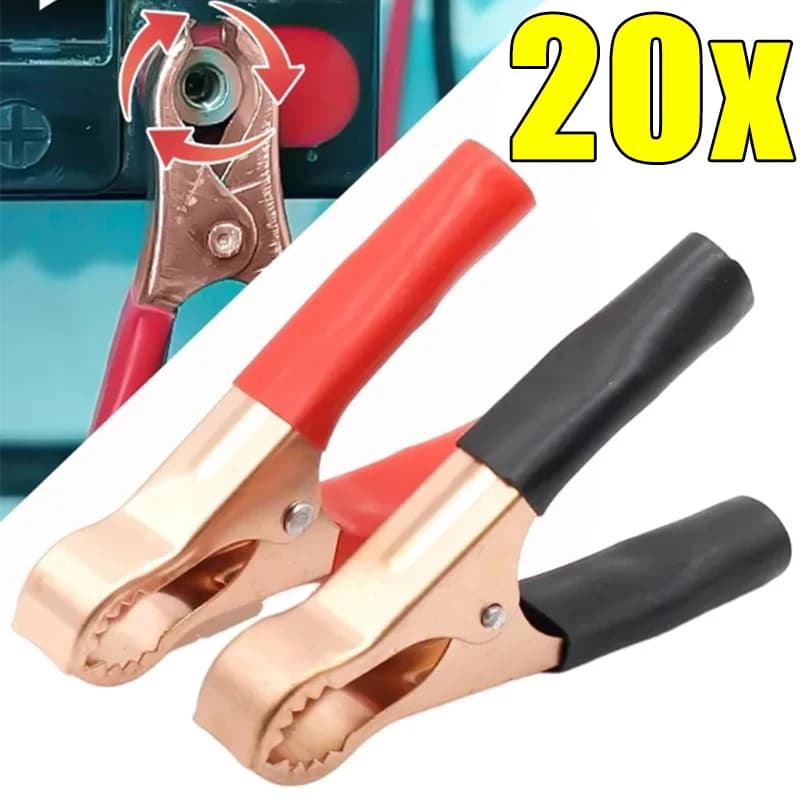 2-20pcs Batteria per auto Clip a coccodrillo Cavo di ponticello isolato 30A Caricatore per auto Morsetto per piombo Strumento Morsetti per connettori a molla in rame