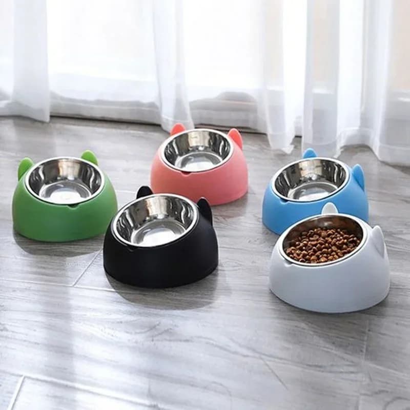 Ciotola staccabile per animali domestici Ciotola per cani e gatti carina Protezione Vertebra cervicale Bocca obliqua da 15 gradi Ciotole per alimenti in acciaio inossidabile per animali domestici
