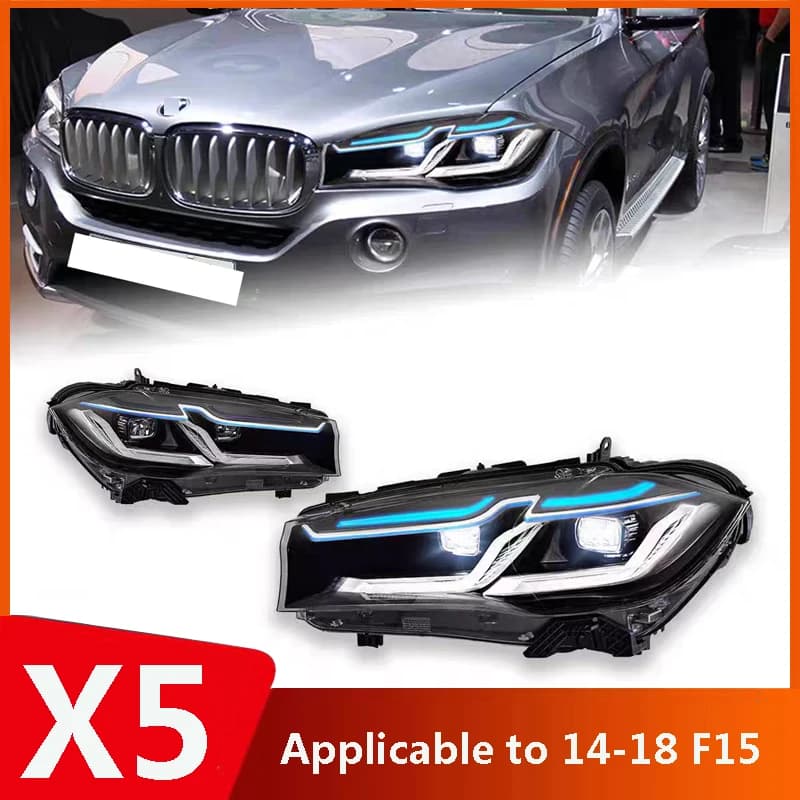 Adatto per il gruppo ottico anteriore BMW X5 F15 (2014-2018) con 23 LED, lente del faro e luci diurne a flusso luminoso.