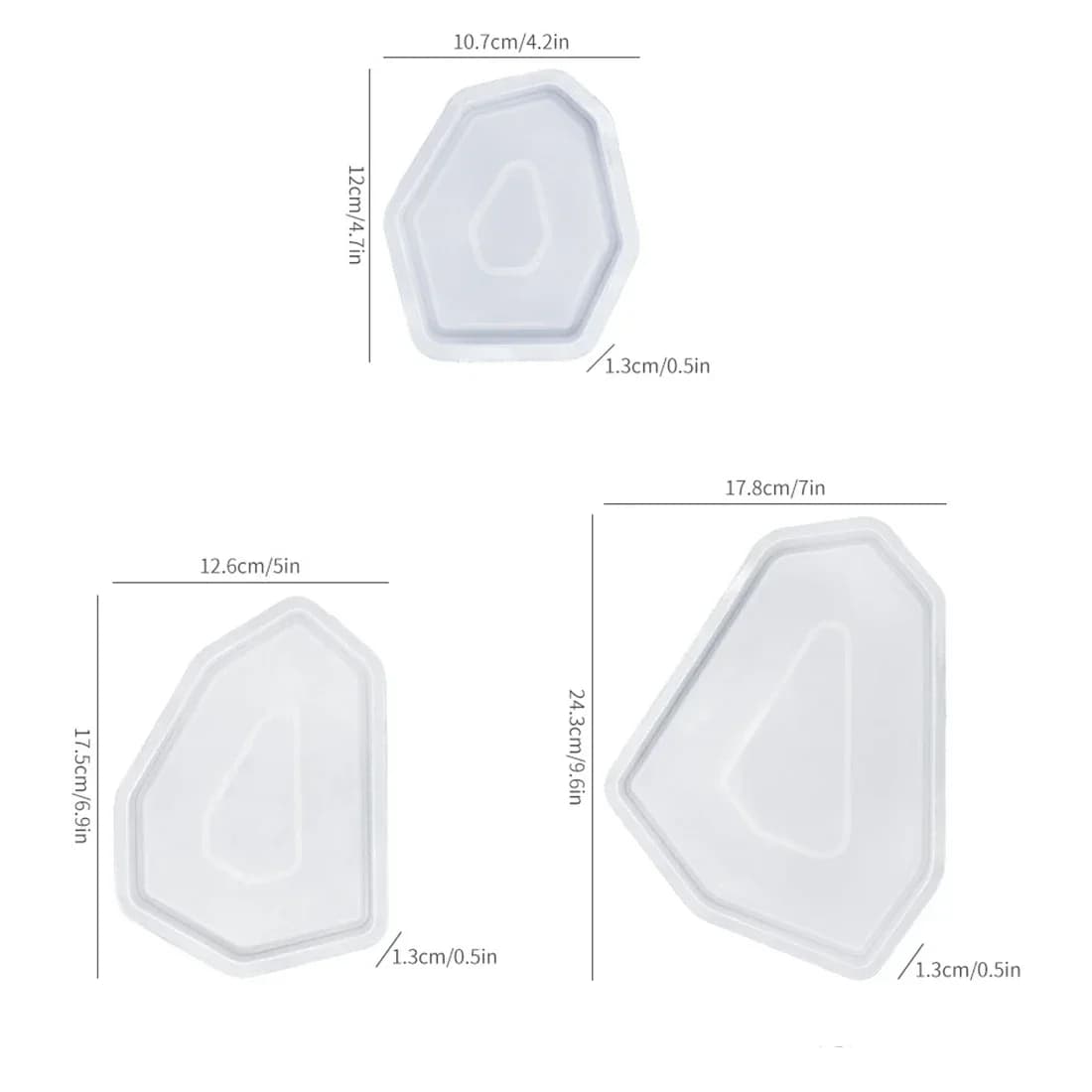 Set di 3 Stampi in Silicone Geometrici per Resina, Creazione di Sottobicchieri, Cristalli, Gesso, Decorazioni per la Casa, Vassoi e Scatole Portaoggetti