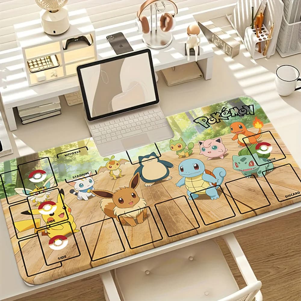 Tappetino da gioco e mousepad con zone di gioco Pokemon Kanto Starters & Friends Pikachu Eevee Snorlax TCG