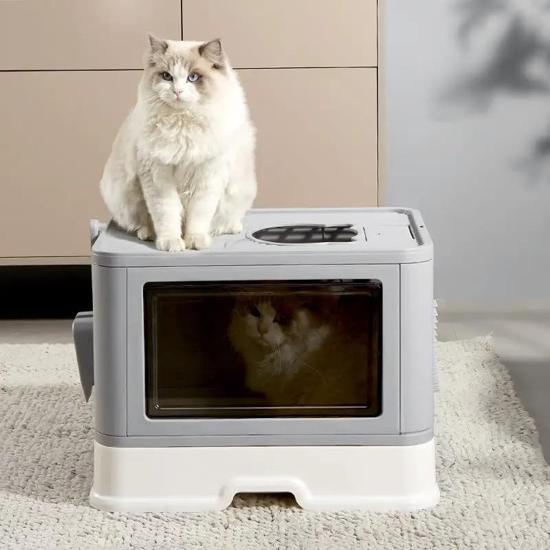 Forniture per gatti toilette per gatti lettiera per gatti con ingresso superiore scatola per feci di gatto con cassetto pieghevole completamente chiusa