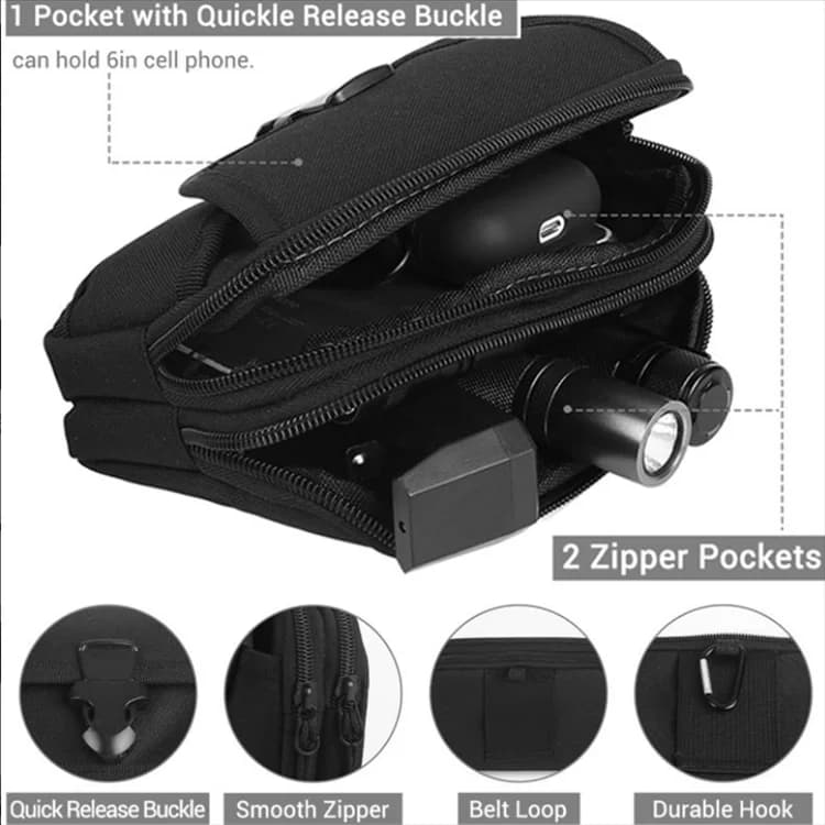 Tactical Men's Belt Waist Bag Pack Molle Pouch Small Pocket Outdoor Mobile Phone Pouch for 7" Phone Hunting Camping Bag