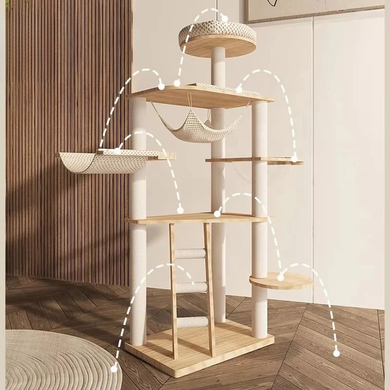 Extra Large Cat Tree, Multilayer Climbing Tower with Activity House, Pet Stairs for Big Cats, Durable and Stable