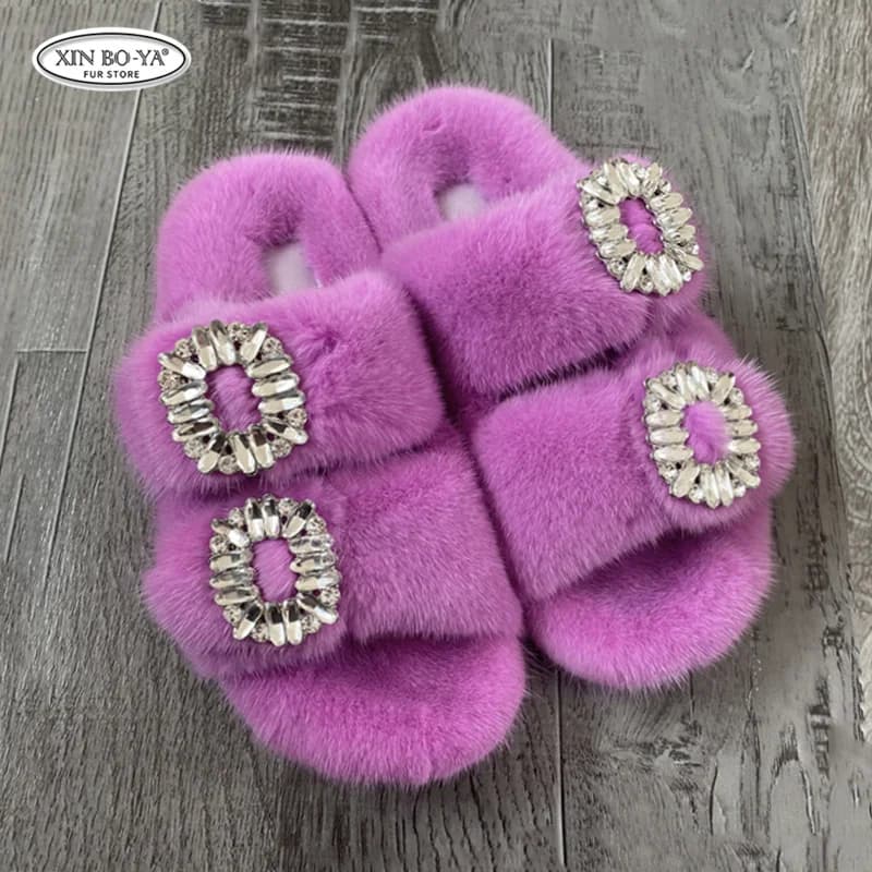 Ciabatte in Visone da Donna, Sandali Estivi 2026, Ciabatte e Sandali Donna alla Moda, Scarpe Comode da Donna, Mules e Ciabatte in Pelliccia Sintetica